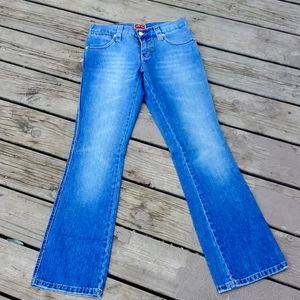 Tommy Jeans Red Label sz 1 Premium Denim 💥 Flare Faded Button Pockets